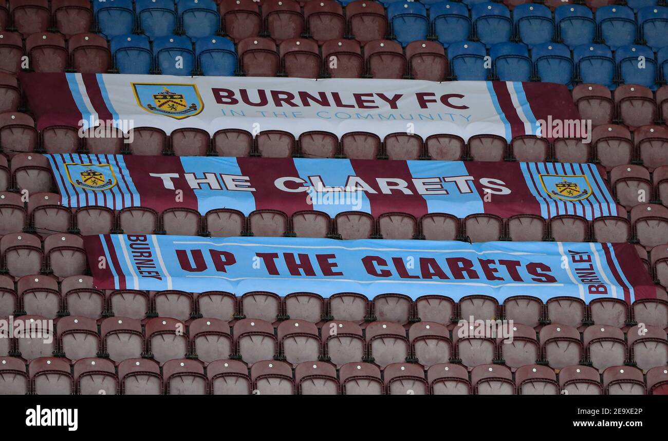 Burnley, Royaume-Uni. 06e février 2021. Banderoles Burnley décorant les supports à Burnley, Royaume-Uni le 2/6/2021. (Photo de Conor Molloy/News Images/Sipa USA) crédit: SIPA USA/Alay Live News Banque D'Images