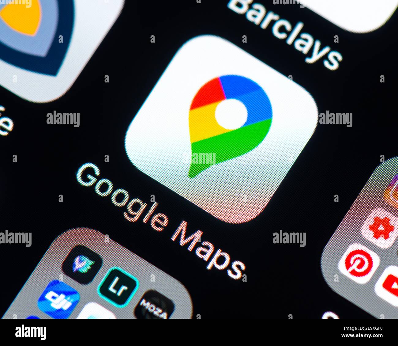 Icône de l'application Google Maps sur l'écran de l'iPhone d'Apple Banque D'Images