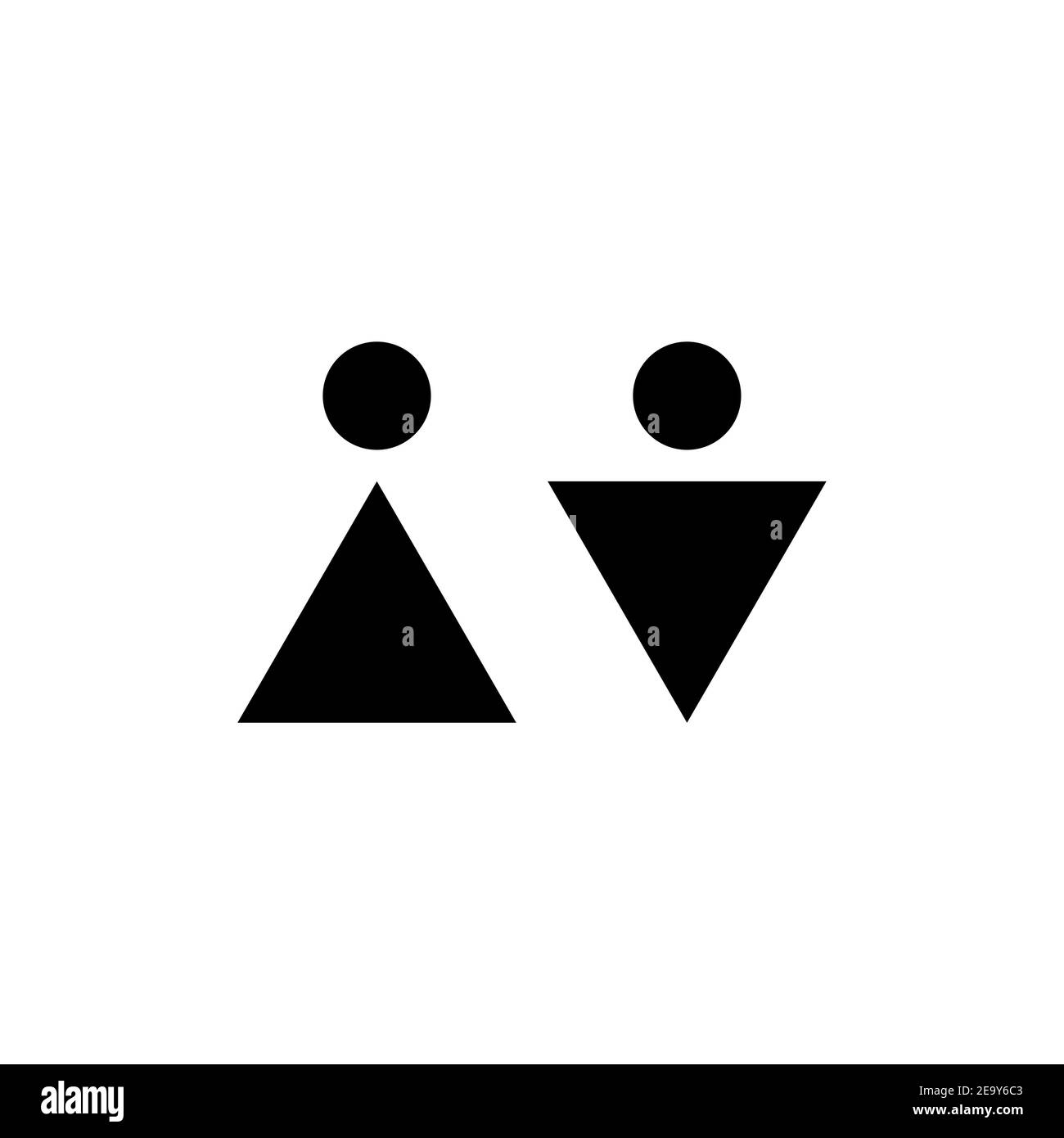 Icône triangle homme et femme. Symbole de toilette vectoriel isolé. Panneau  mâle et femelle pour les toilettes. Pictogramme de toilettes pour filles et  garçons pour la salle de bains Image Vectorielle Stock -