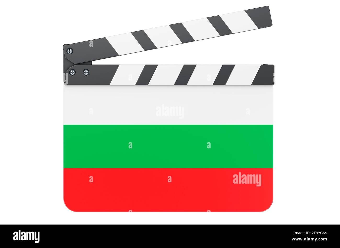 Clapperboard de film avec drapeau bulgare, concept de l'industrie du film. Rendu 3D isolé sur fond blanc Banque D'Images