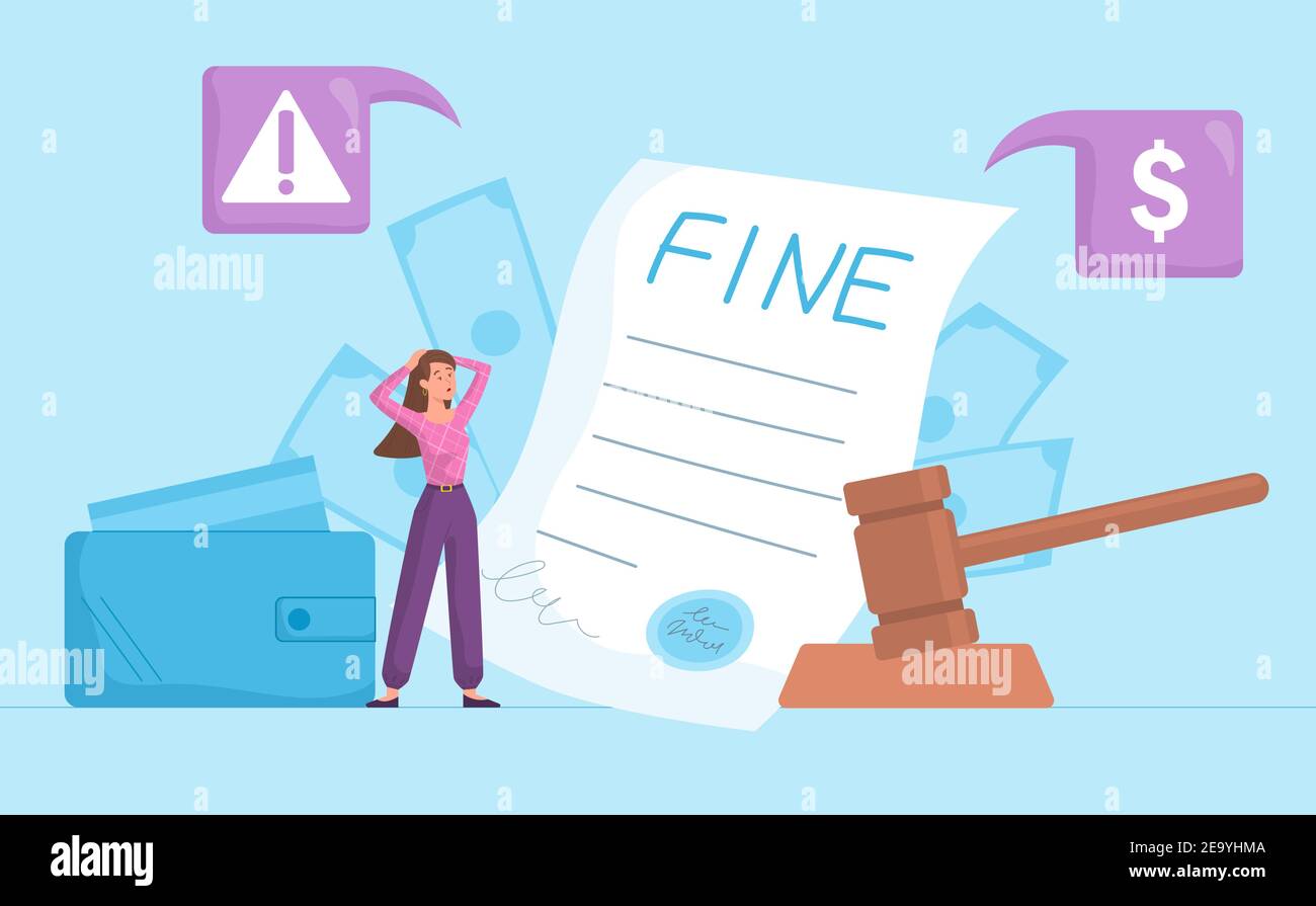 Paiement d'une amende avec document légal Illustration de Vecteur