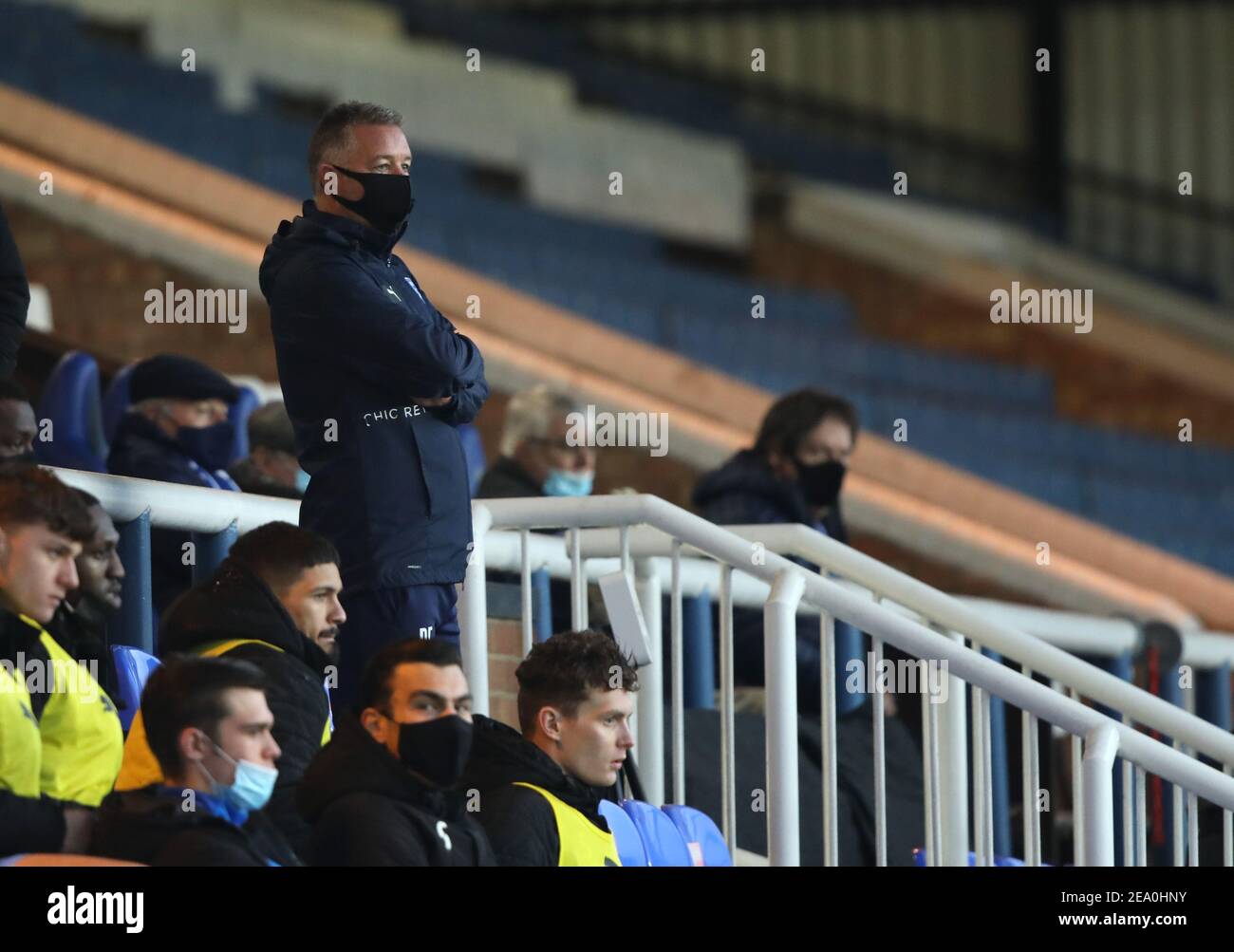 Peterborough, Royaume-Uni. 06e février 2021. Darren Ferguson (directeur de Peterborough Utd) à l'EFL League One Match Peterborough United contre Crewe Alexandra, au Weston Homes Stadium, Peterborough, Cambridgeshire, Royaume-Uni, le 6 février 2021. Les matchs de la Premier League anglaise et de la Ligue de football anglaise sont toujours joués à huis clos en raison de la pandémie actuelle du coronavirus COVID-19 et des restrictions gouvernementales en matière de distance et de verrouillage social. Crédit : Paul Marriott/Alay Live News Banque D'Images