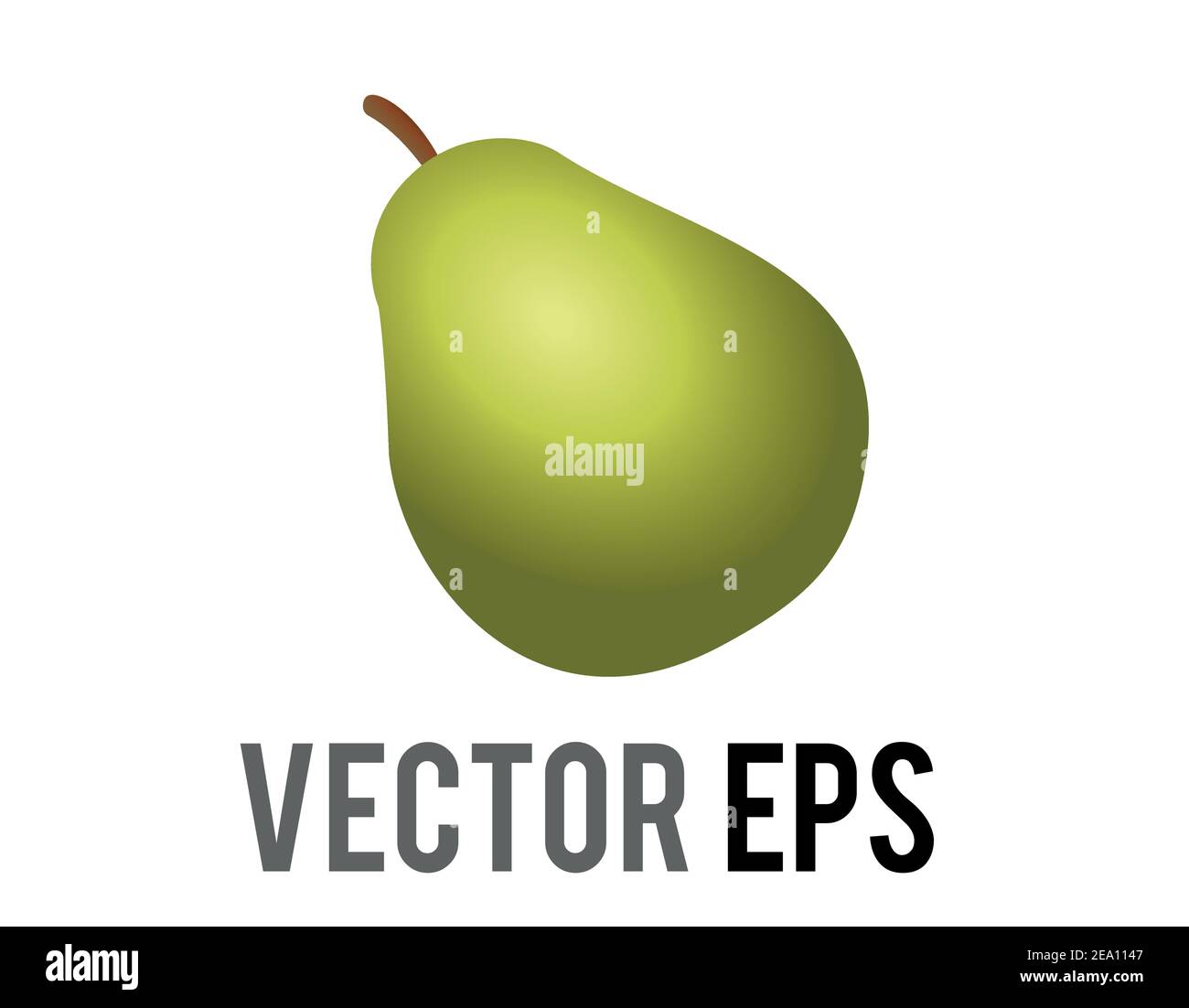 Le vecteur isolé de poire de fruit vert clair avec icône de tige Illustration de Vecteur