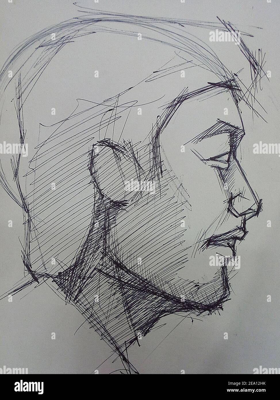 Art ,dessin ,Fine art ,rapide ,structure, esquisse ,muscle, visage homme Banque D'Images