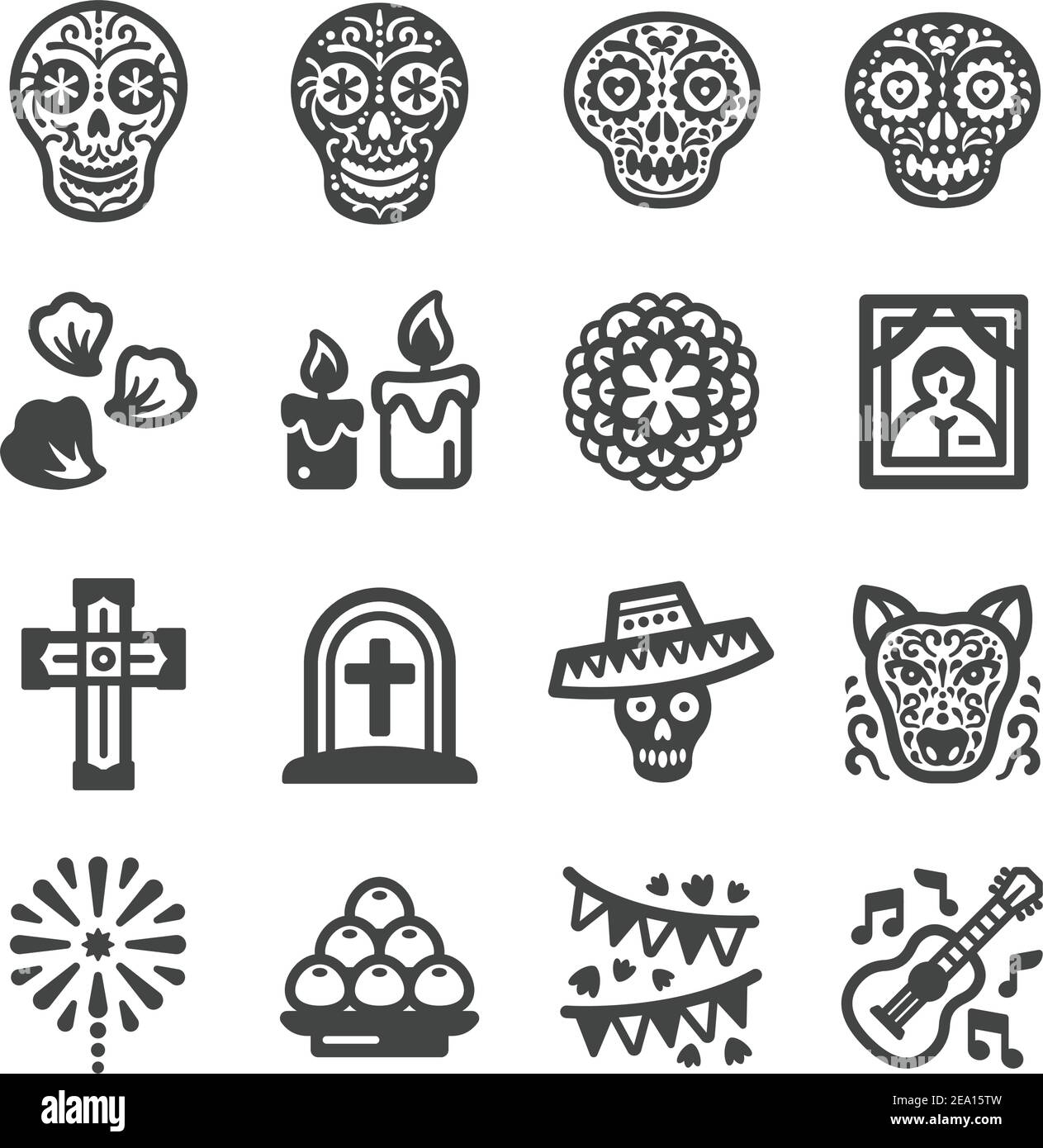 jour de la fête des morts et célébrer ensemble d'icônes, vecteur et illustration Illustration de Vecteur