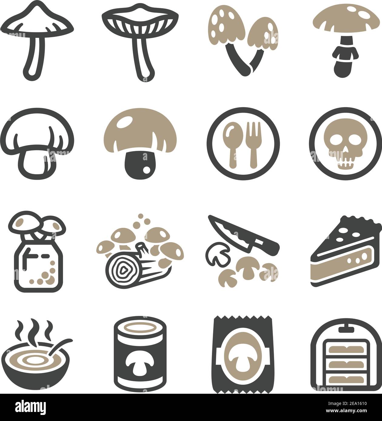 jeu d'icônes en forme de champignon, vecteur et illustration Illustration de Vecteur