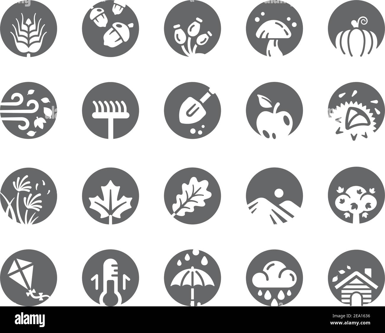 jeu d'icônes d'automne, style d'icône plat inverse Illustration de Vecteur