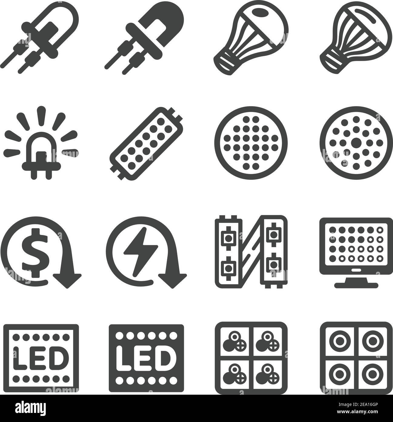 JEU d'icônes LED Illustration de Vecteur JEU d'icônes LED Illustration de Vecteur