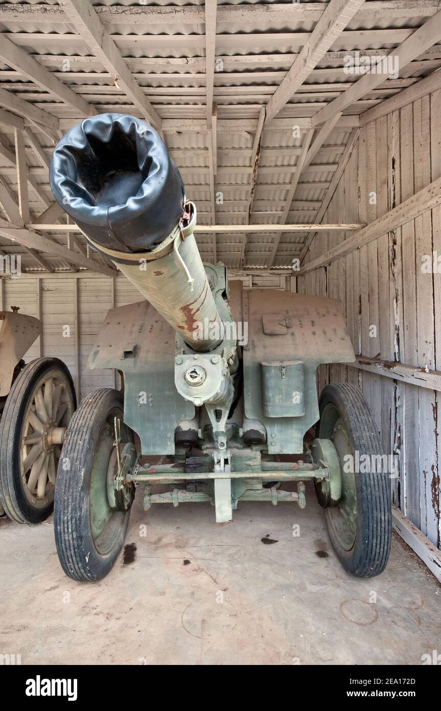 WW2 Soviet M1938 122 mm Howitzer, Artillery Park au Texas Military Forces Museum au Camp Mabry à Austin, Texas, Etats-Unis Banque D'Images