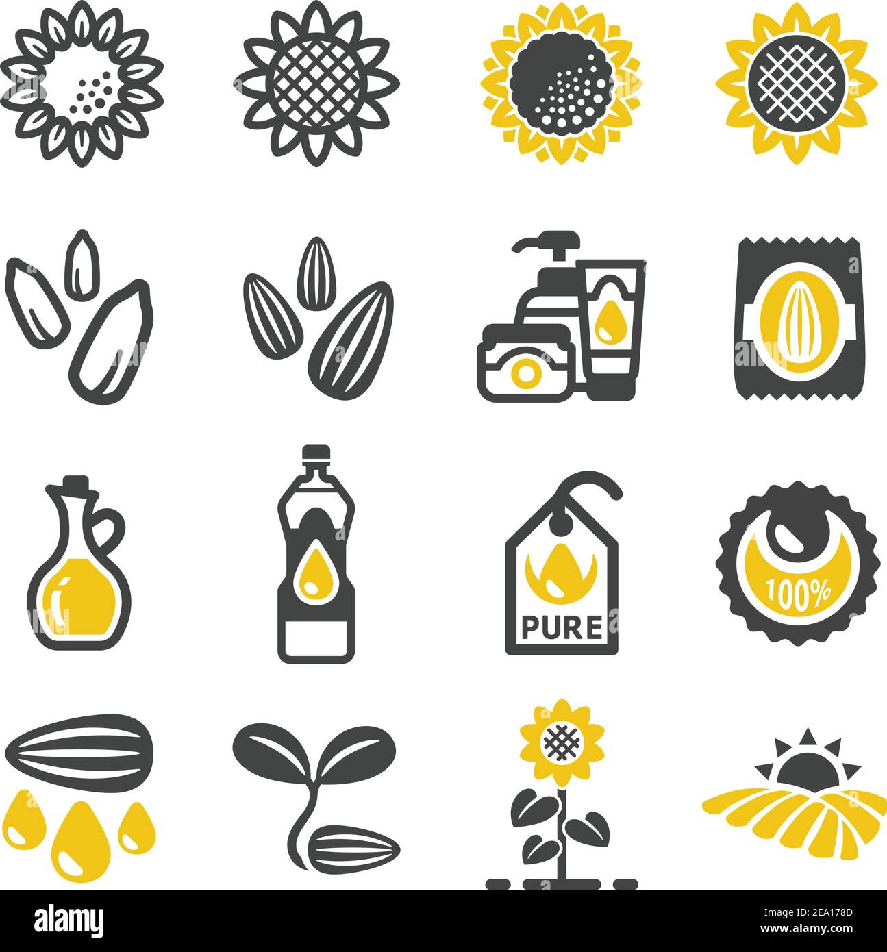 ensemble d'icônes de tournesol Illustration de Vecteur
