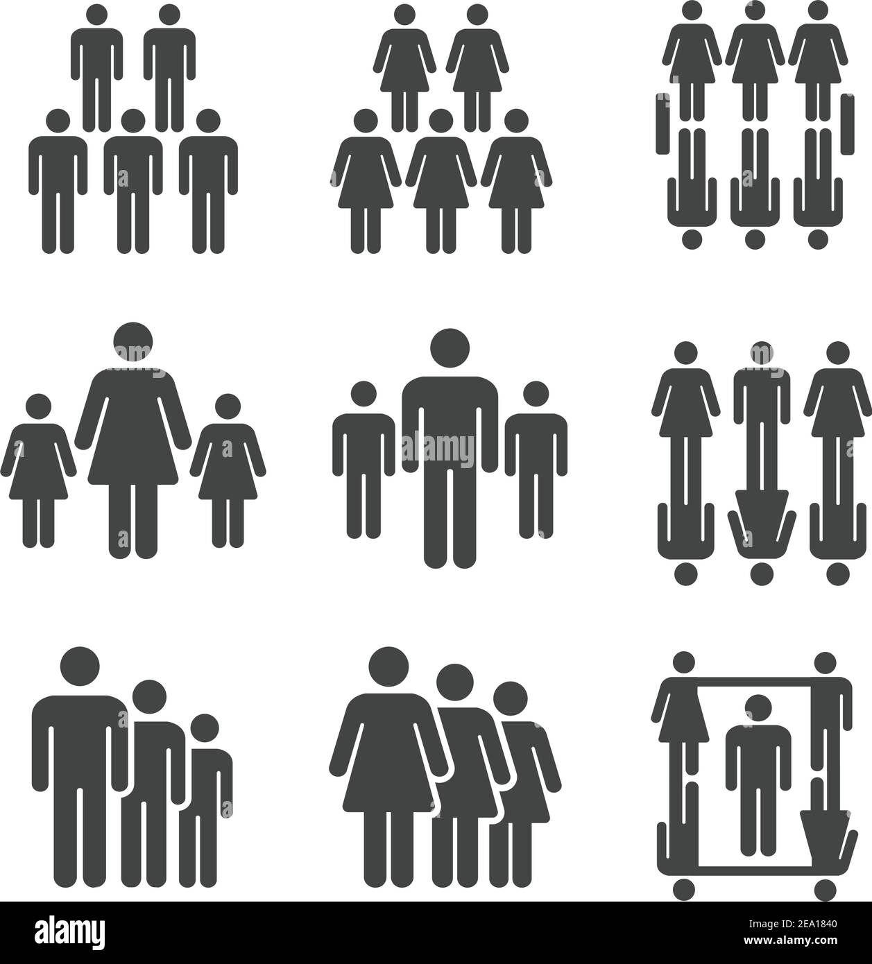 personnes, ensemble d'icônes de population Illustration de Vecteur