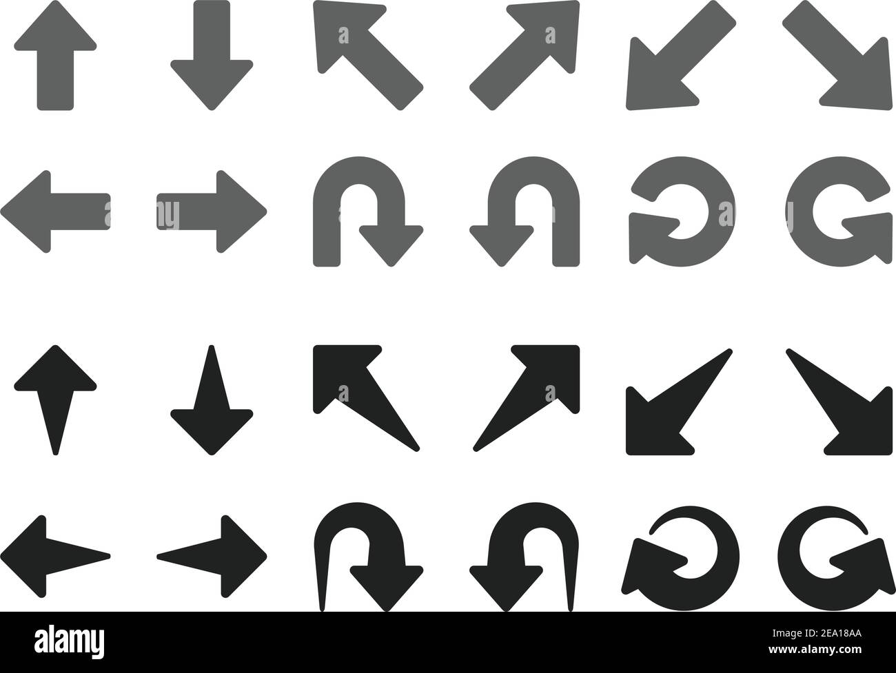 ensemble d'icônes de flèche à direction unique Illustration de Vecteur