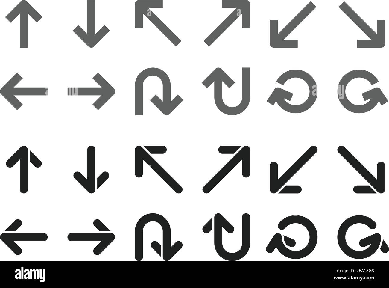 ensemble d'icônes de flèche à direction unique Illustration de Vecteur