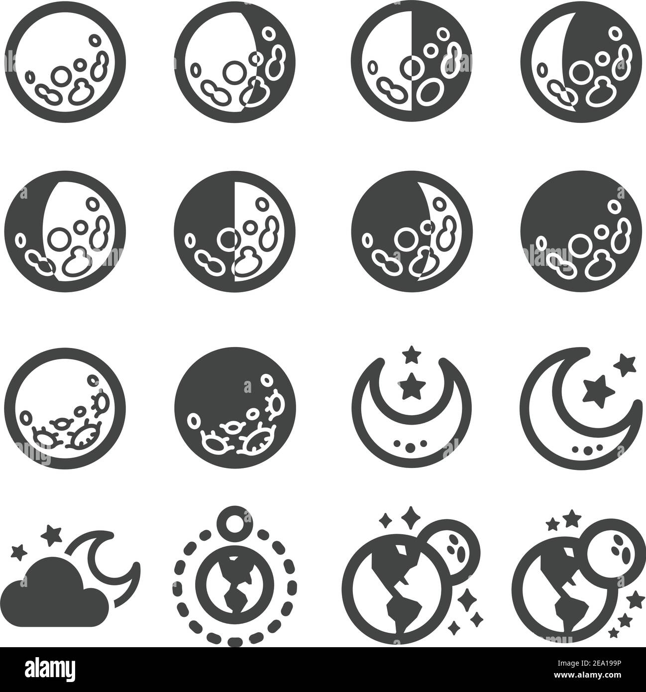ensemble d'icônes de lune Illustration de Vecteur