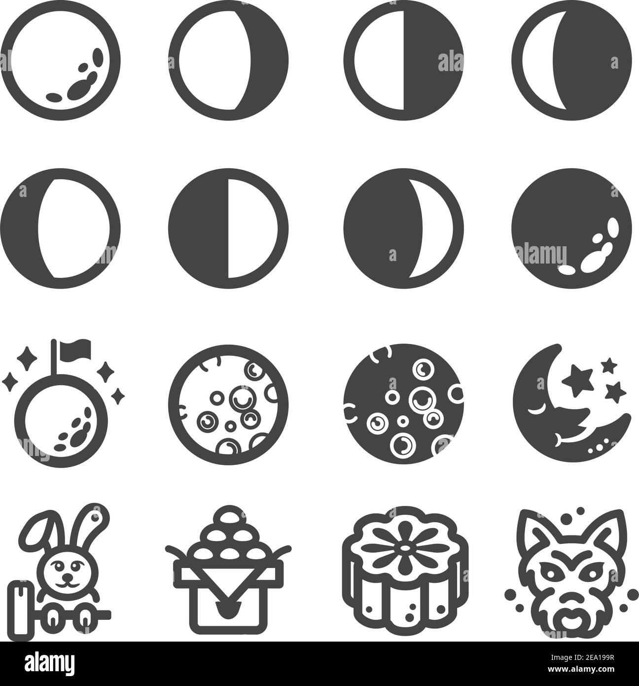 ensemble d'icônes de lune Illustration de Vecteur