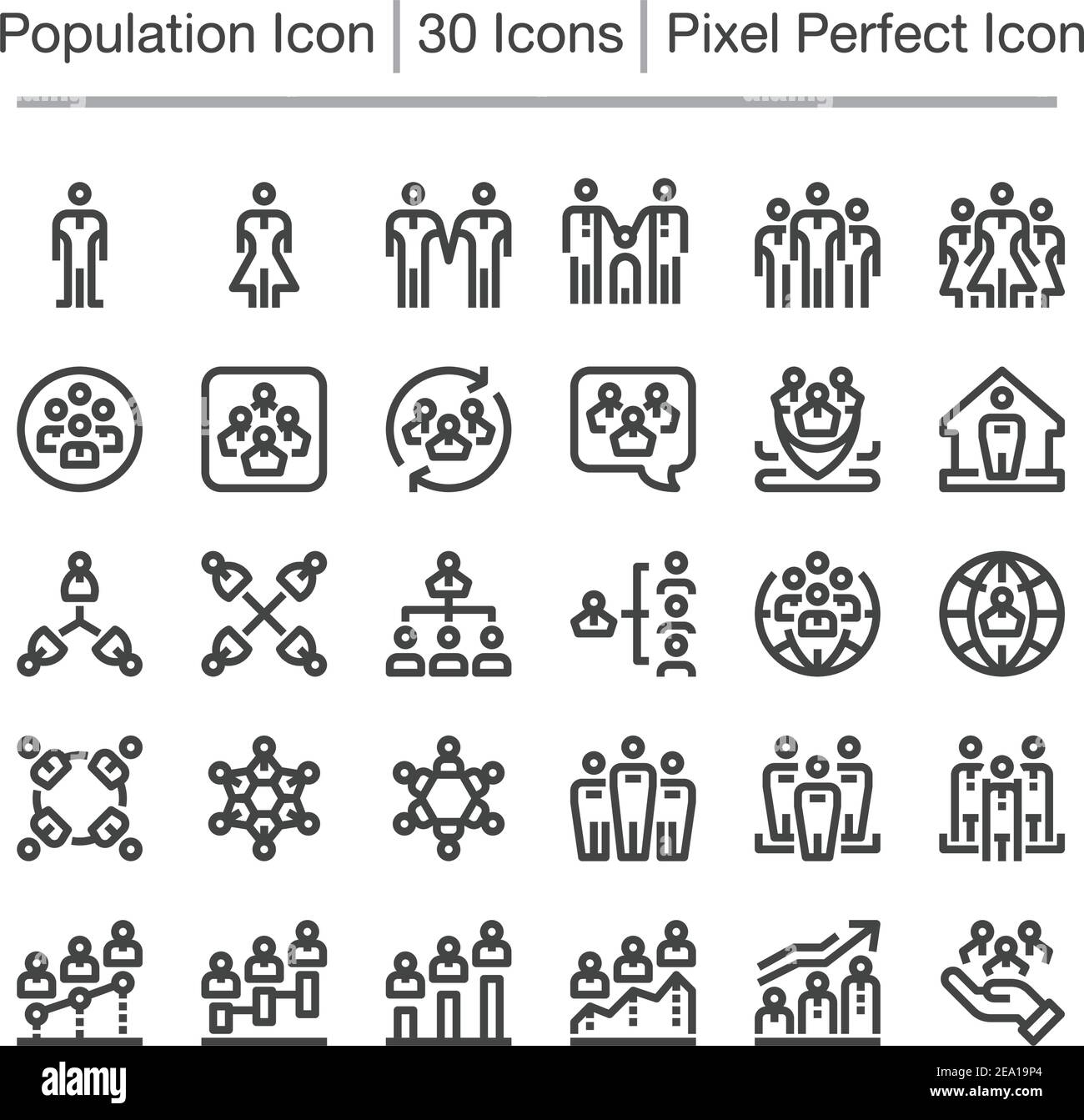icône de ligne de population, contour modifiable, icône pixel perfect Illustration de Vecteur