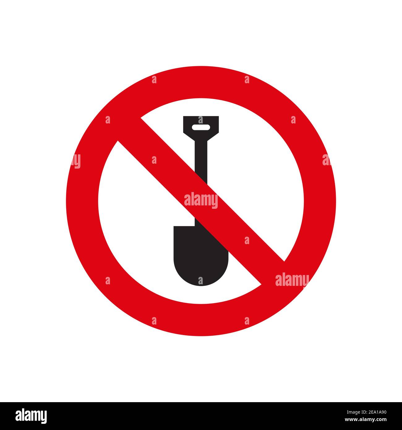 Pas d'icône de creusage, couleur, ligne, signe vectoriel de contour, pictogramme de style linéaire isolé sur blanc. Symbole, illustration du logo Illustration de Vecteur