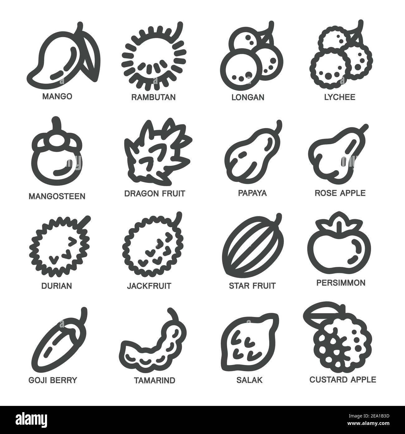ensemble d'icônes de ligne fine de fruit, illustration vectorielle Illustration de Vecteur
