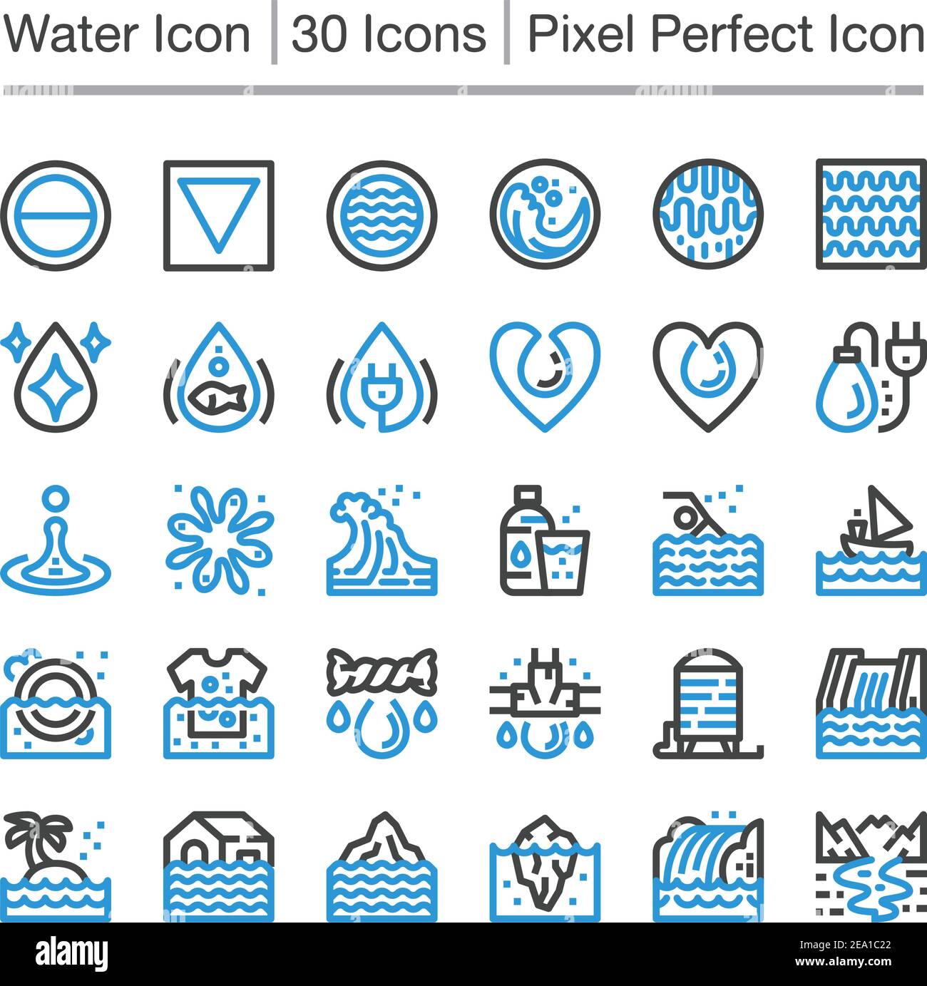 icône de ligne d'eau, contour modifiable, icône pixel perfect Illustration de Vecteur