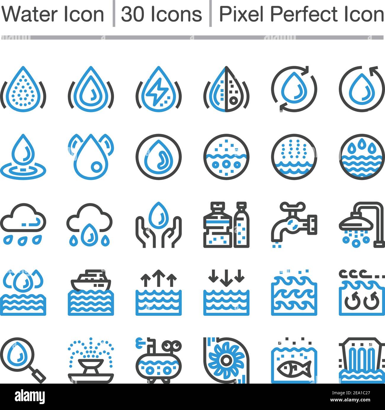icône de ligne d'eau, contour modifiable, icône pixel perfect Illustration de Vecteur