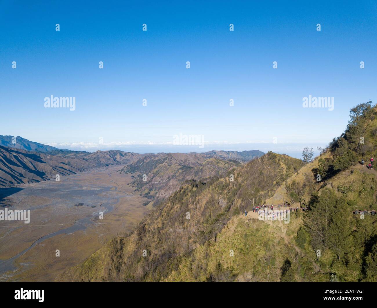 Vue sur le Mont bromo Indonésie Drone Banque D'Images