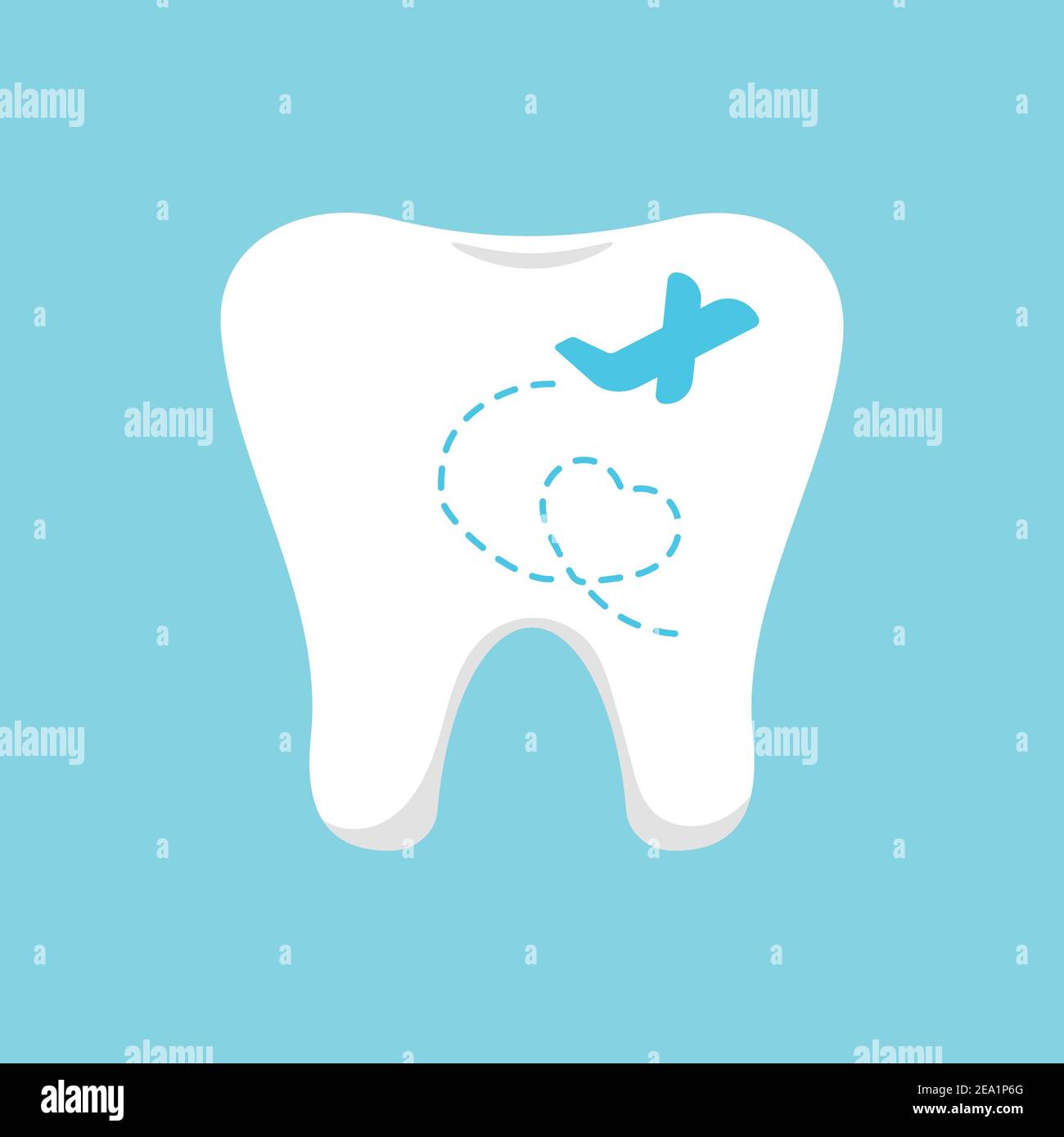 Logo du tourisme dentaire avec icône médicale de dent et d'avion. Illustration de Vecteur