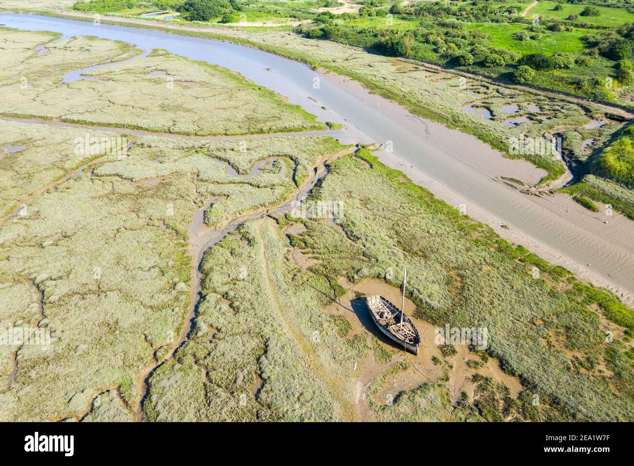 Réserve naturelle nationale de Leigh on Sea, vue aérienne des marais Dans l'Essex Banque D'Images