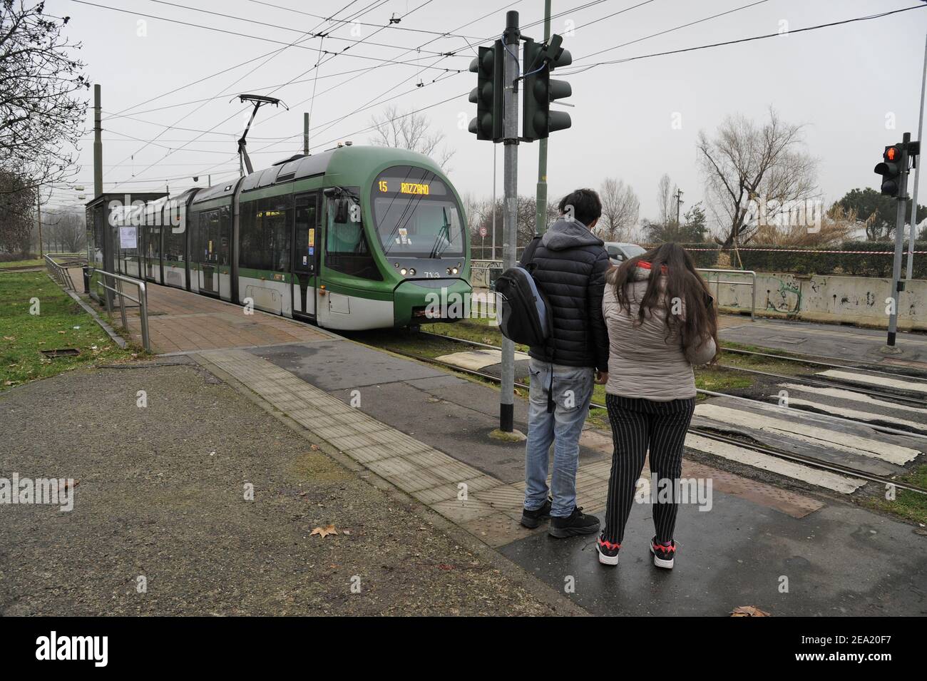 Milan (Italie), ATM (compagnie de transport de Milan), terminus de la ligne 15 du tramway dans le quartier de Gratosoglio Banque D'Images