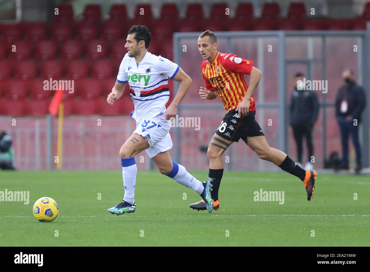 Benevento, Italie. 7 février 2021. Antonio Candreva (UC Sampdoria) pendant la série UN match de football entre Benevento - Sampdoria, Stadio Ciro Vigorito le 07 février 2021 à Benevento Italie/LiveMedia crédit: Emmanuele Mastrodonato/LPS/ZUMA Wire/Alay Live News Banque D'Images