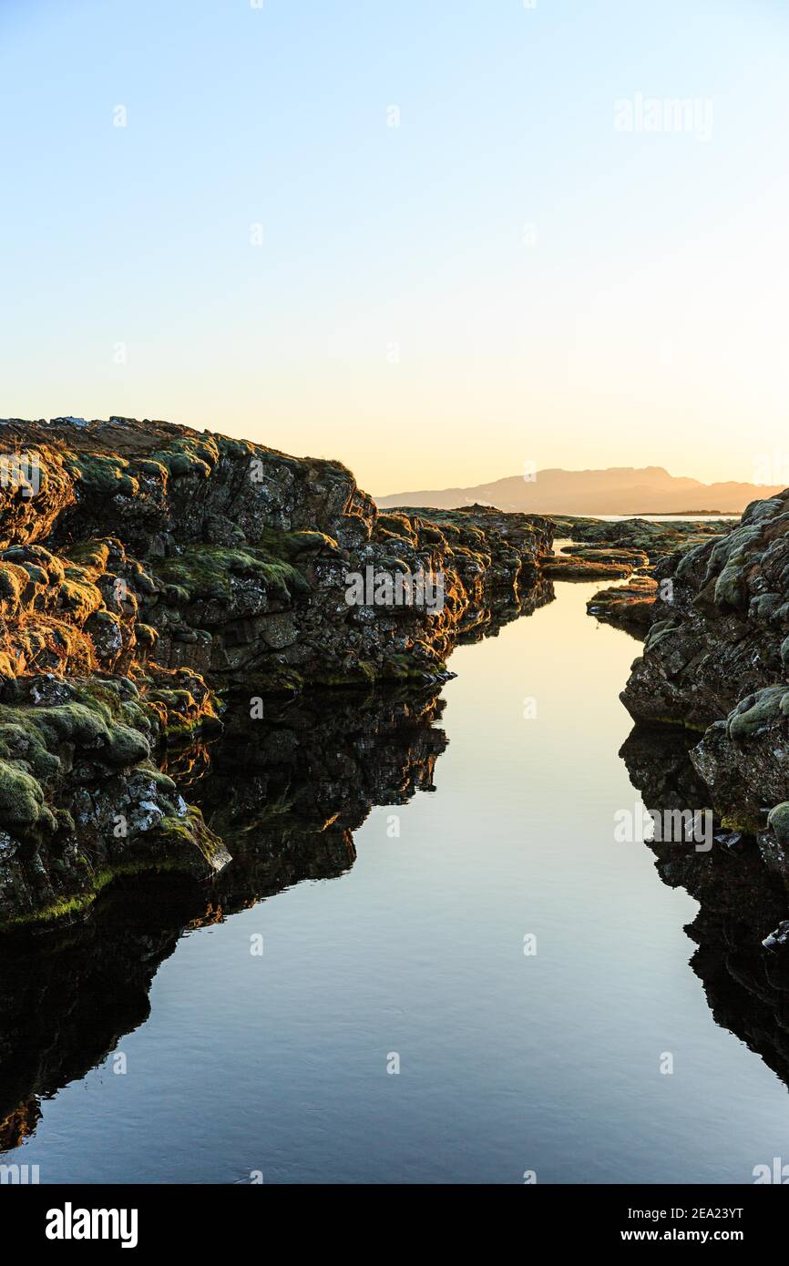 Silfra Fissure, Parc national de Thingvellir, cercle d'or, Islande Banque D'Images