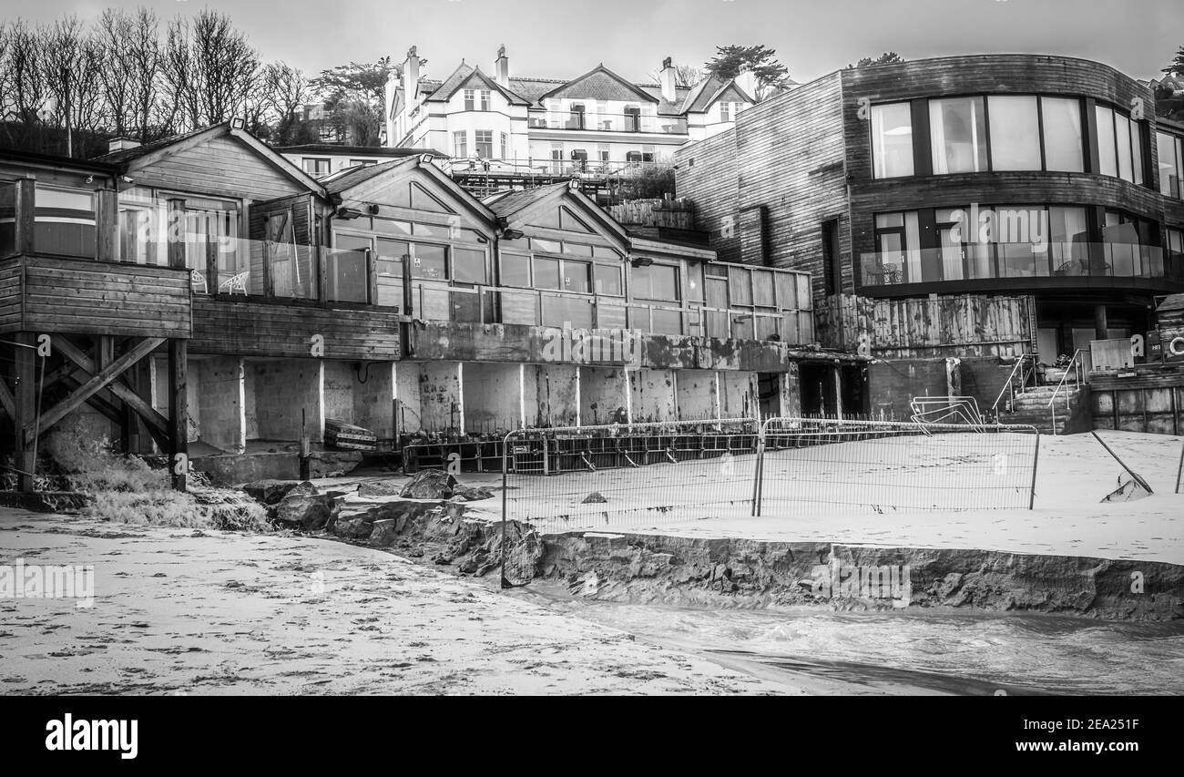 Hôtel, restaurants et hébergement de Carbis Bay à St. Ives Cornwall, en préparation pour le Sommet du G7 en juin 2021. Superbe vue sur la baie. Banque D'Images