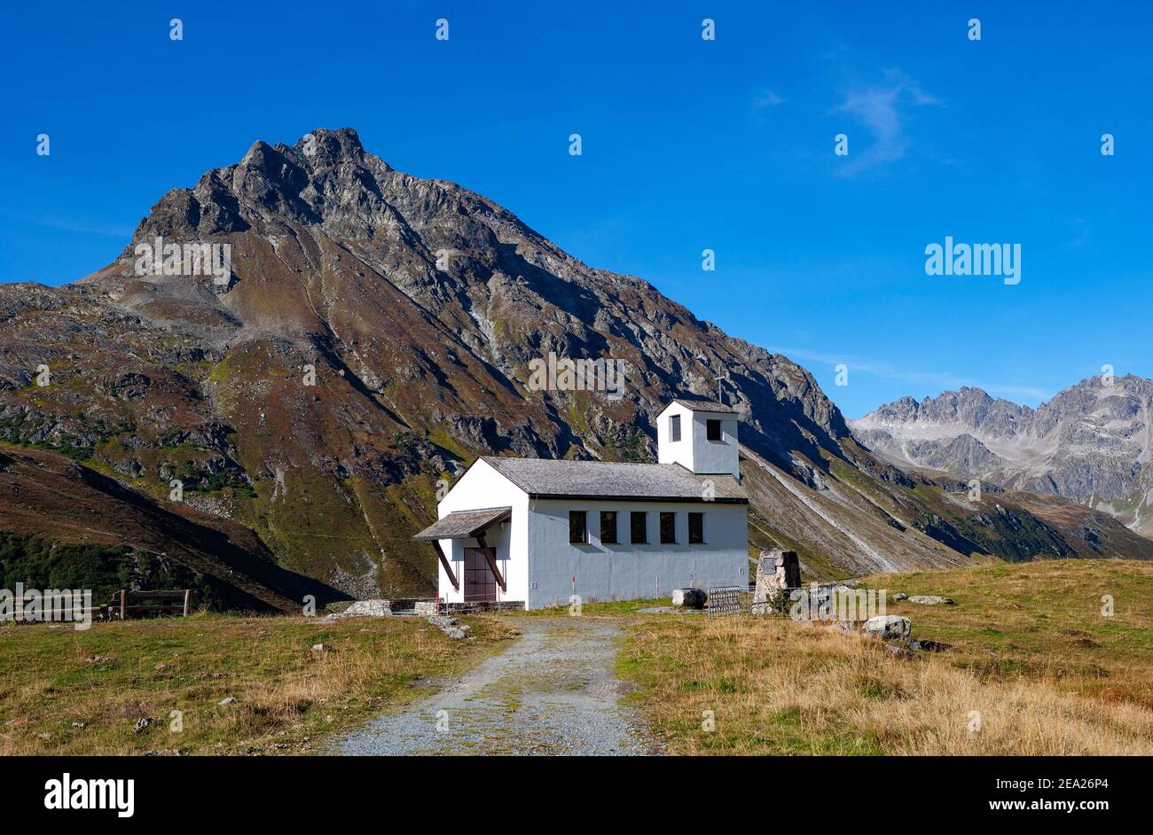 Chapelle de Barbara sur le Bielerhoehe, Silvretta High Alpine Road, Vorarlberg, Autriche Banque D'Images