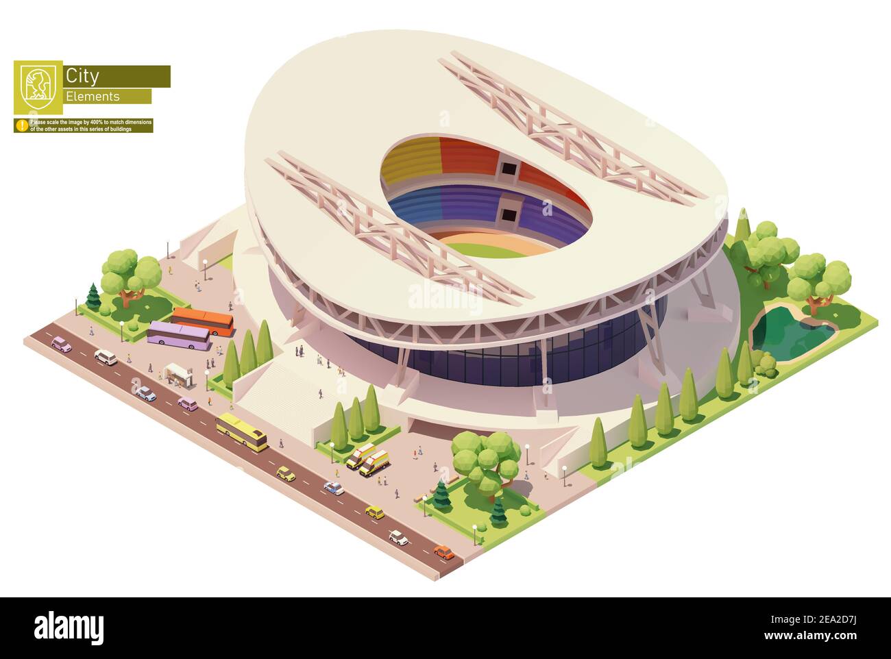 Bâtiment de stade isométrique Vector Illustration de Vecteur