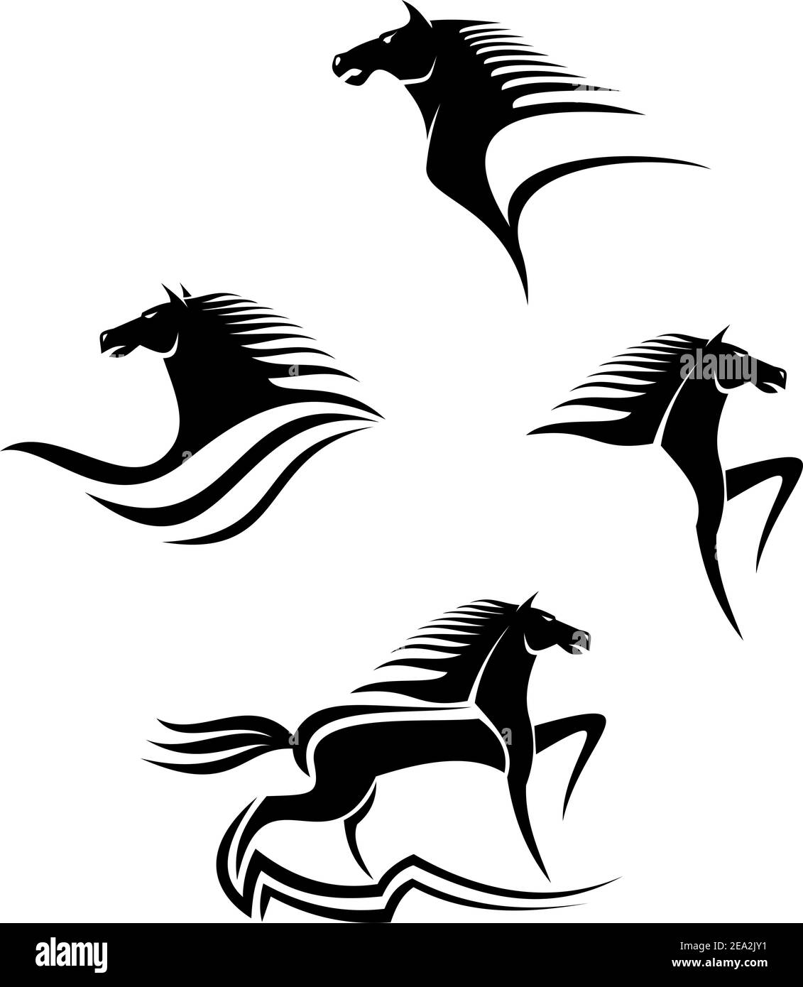 Ensemble de chevaux noirs symboles pour concevoir isolated on white Illustration de Vecteur Ensemble de chevaux noirs symboles pour concevoir isolated on white Illustration de Vecteur