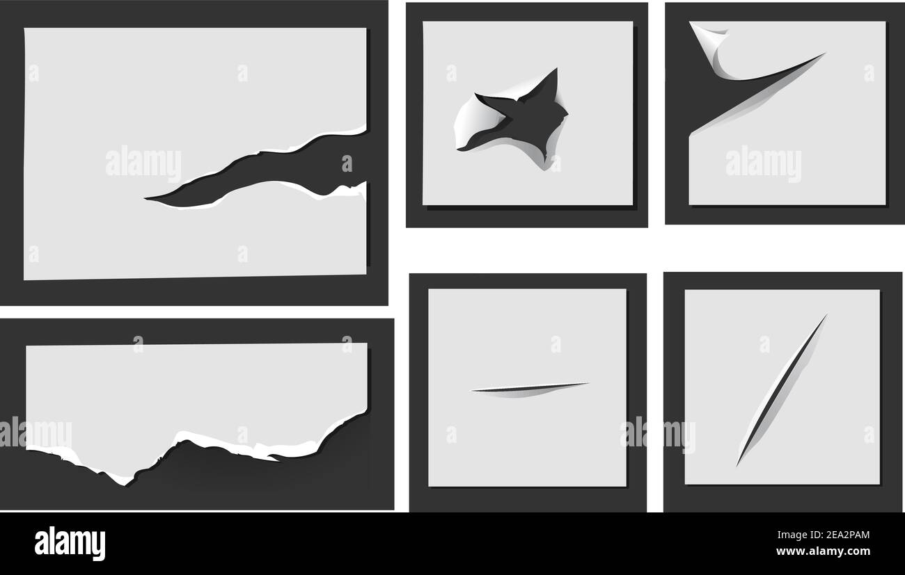 Éléments de papier déchiré avec des trous pour la conception Illustration de Vecteur