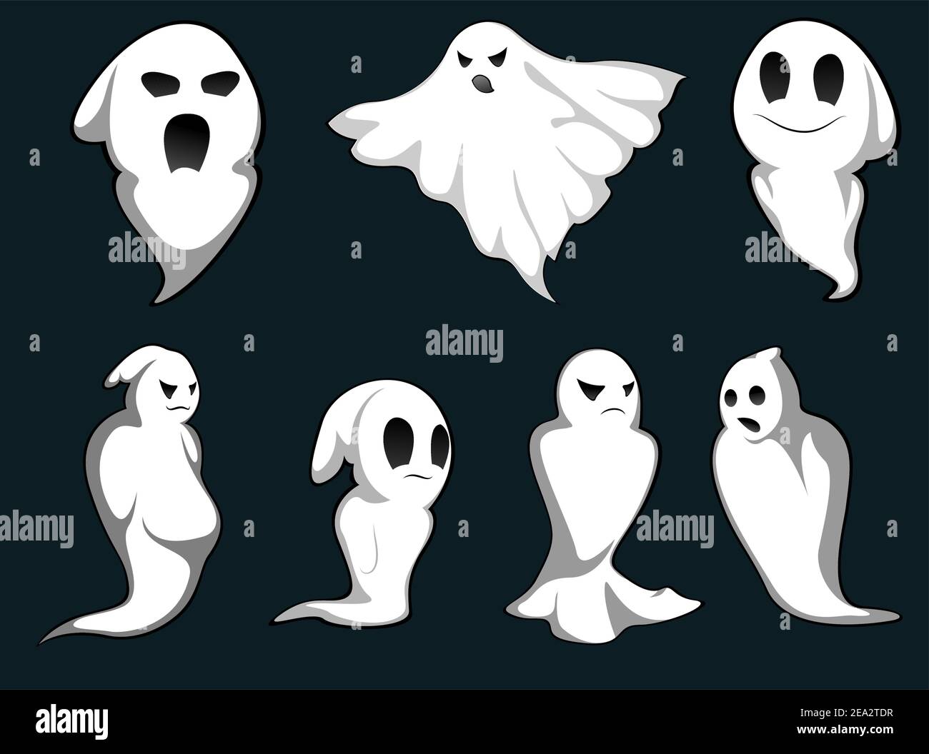 Série de fantômes pour concevoir isolé sur fond Illustration de Vecteur