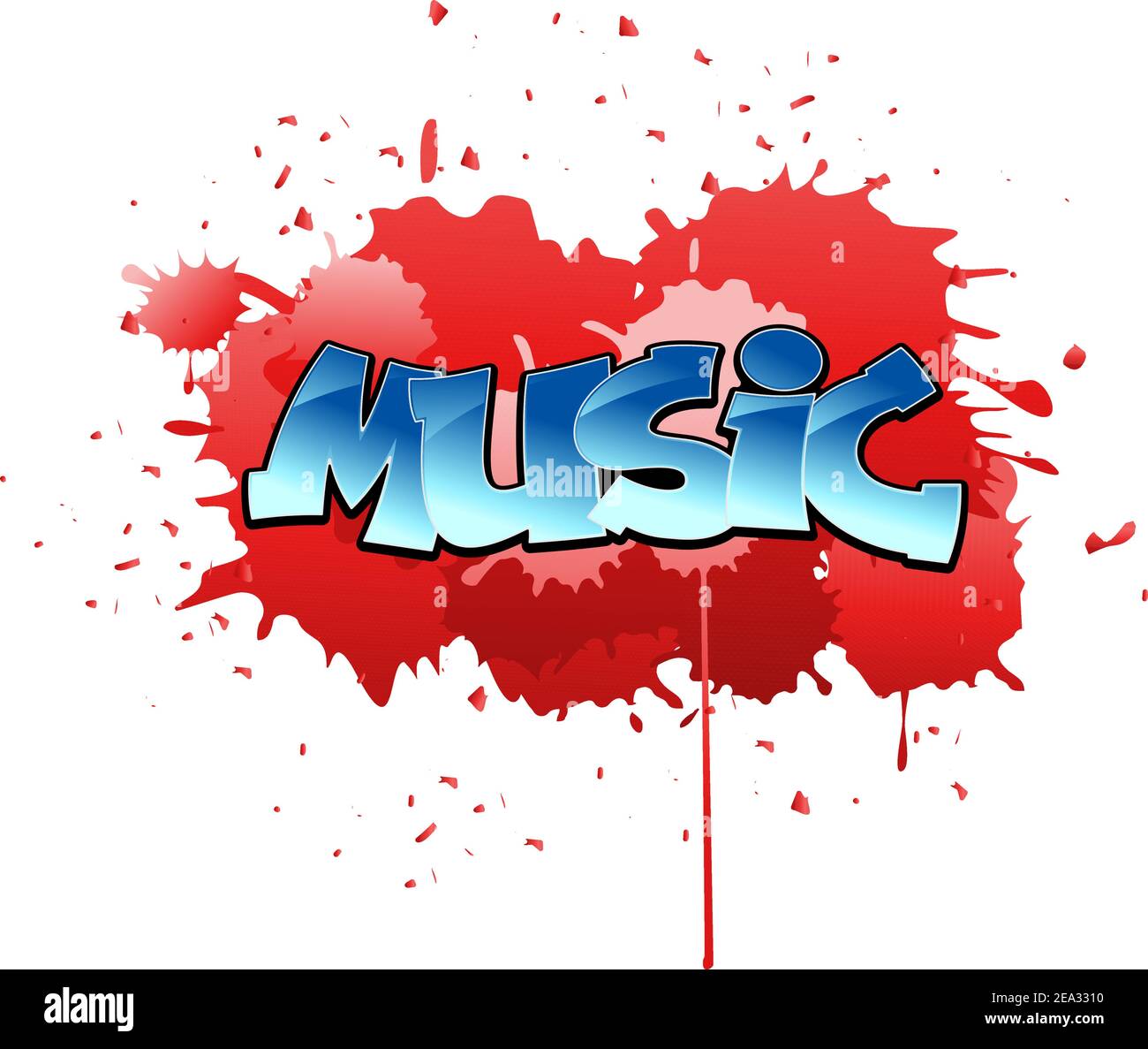 La musique urbaine design graffiti sur fond blobs Illustration de Vecteur