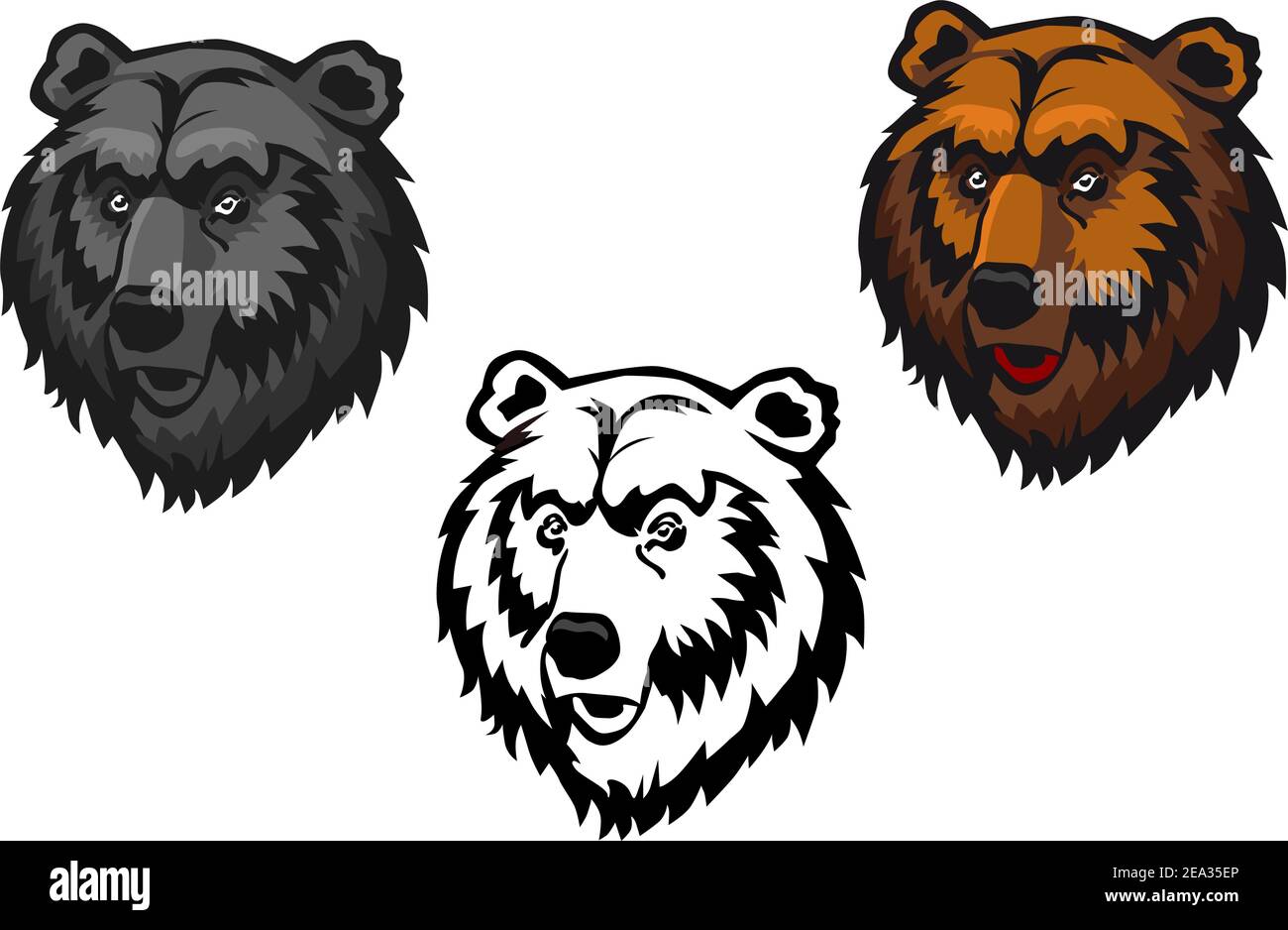 Ours sauvage en tant que mascotte ou d'un tatouage isolated on white Illustration de Vecteur