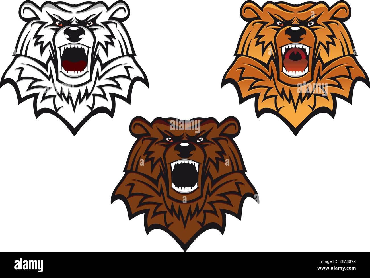 Ours sauvage en tant que mascotte ou d'un tatouage isolated on white Illustration de Vecteur
