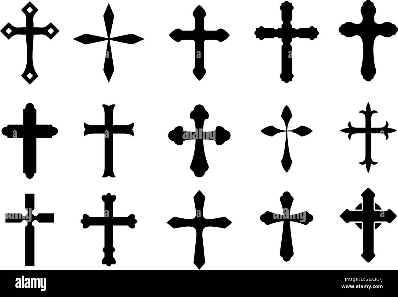 Ensemble de symboles croix religieuses isolated on white Illustration de Vecteur