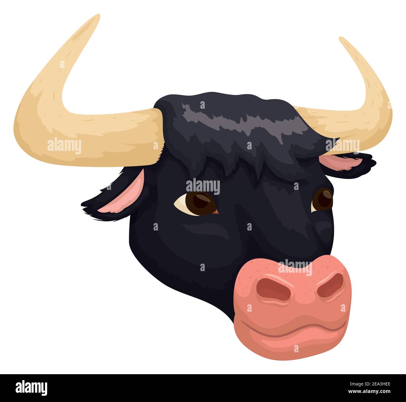 Tête Bull ou ox avec cache noir, isolée sur fond blanc. Illustration de Vecteur