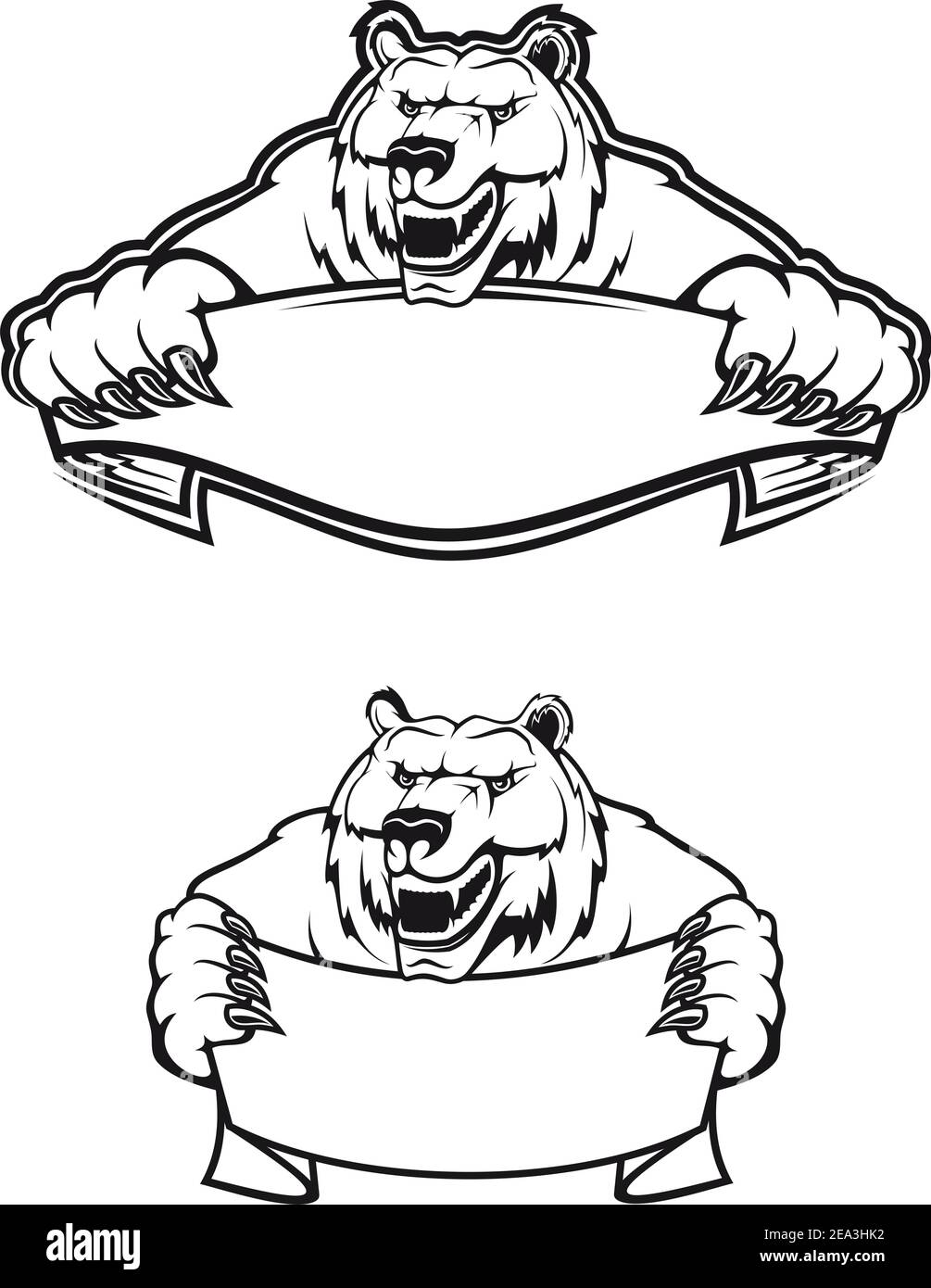 L'ours kodiak sauvages comme mascotte isolé sur fond blanc Illustration de Vecteur