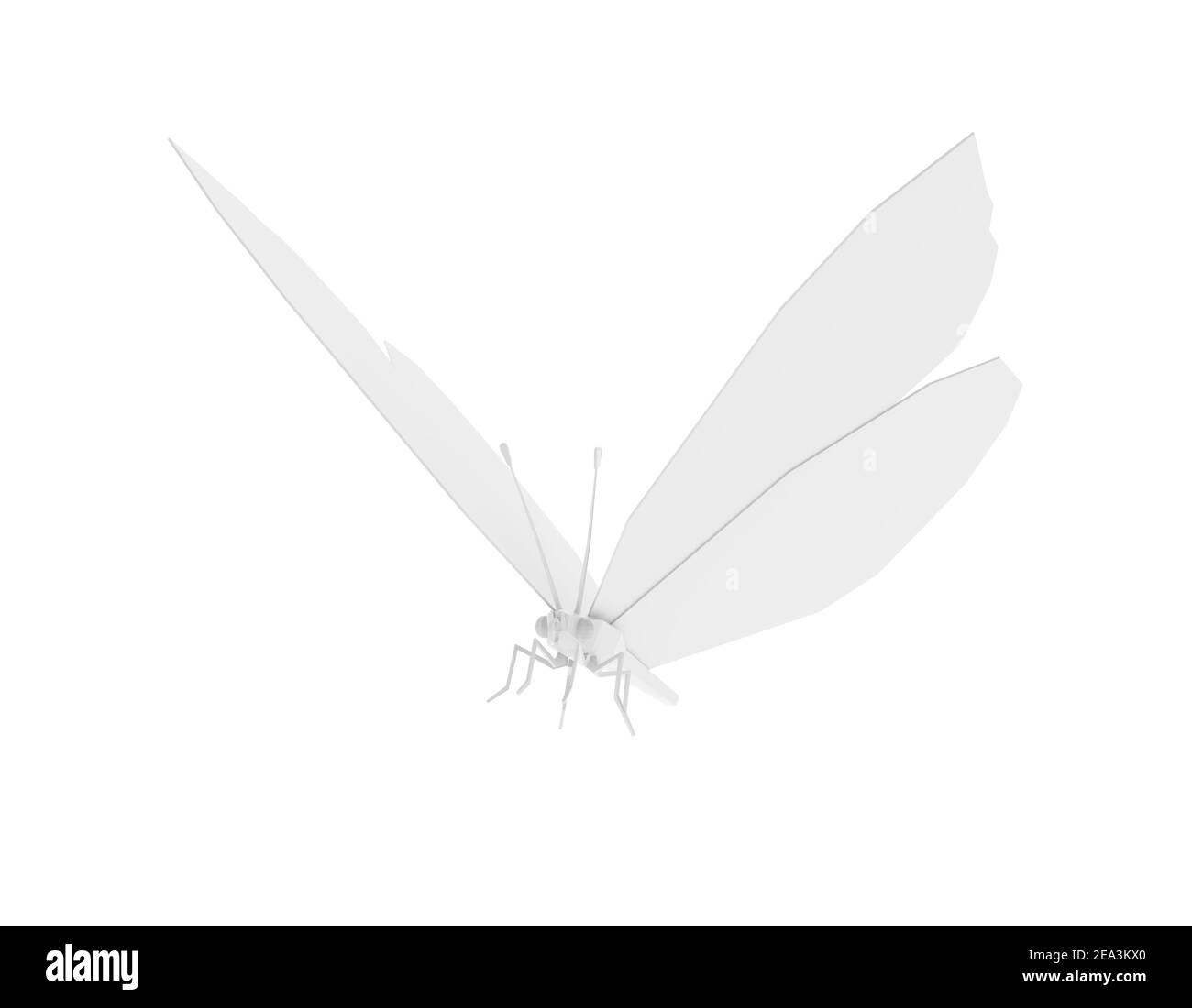 Faible papillon blanc Poly isolé sur fond blanc. illustration 3d Banque D'Images