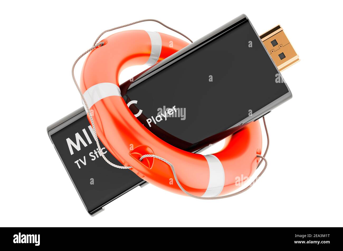 Réparation et entretien de la clé électronique du mini PC TV. Rendu 3D isolé sur fond blanc Banque D'Images