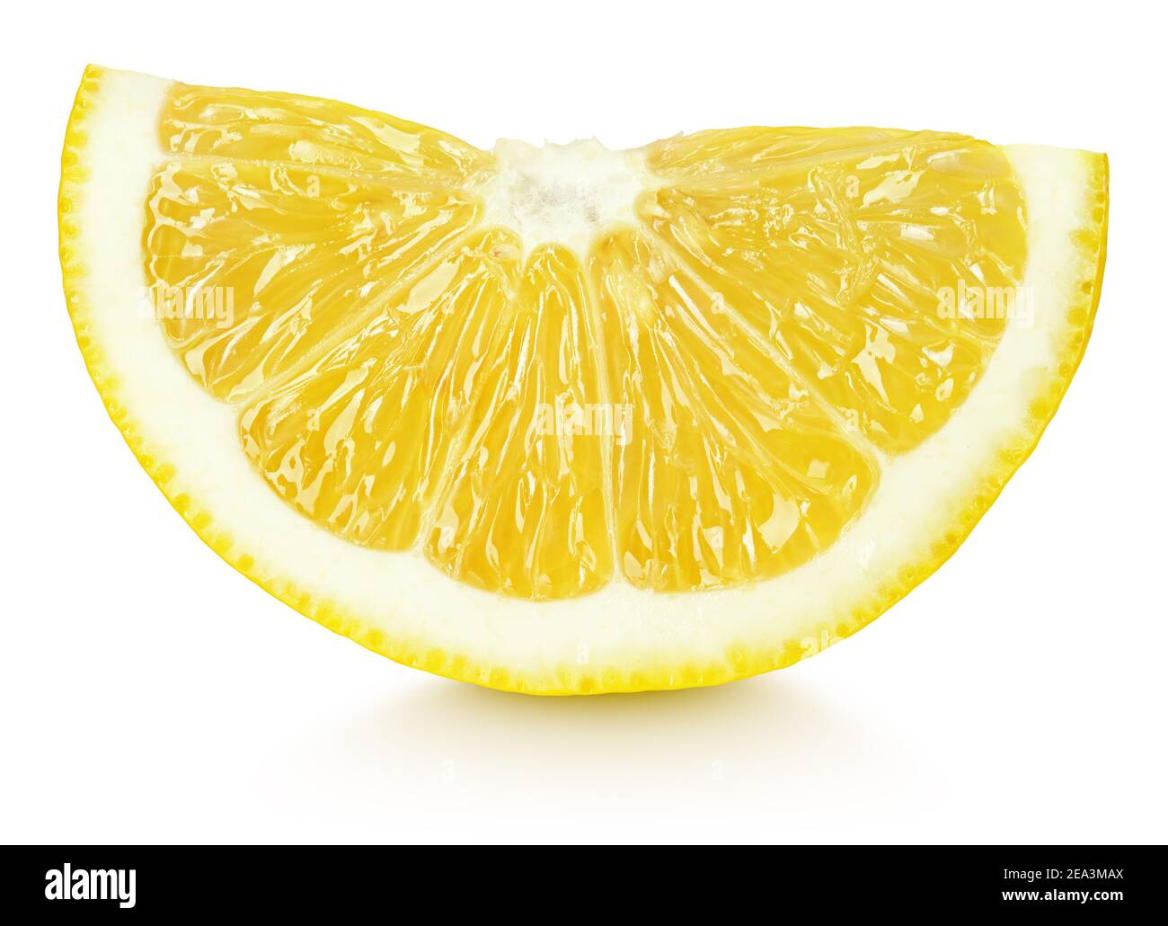 Coin mûr de citron jaune agrumes isolé sur blanc arrière-plan avec masque Banque D'Images