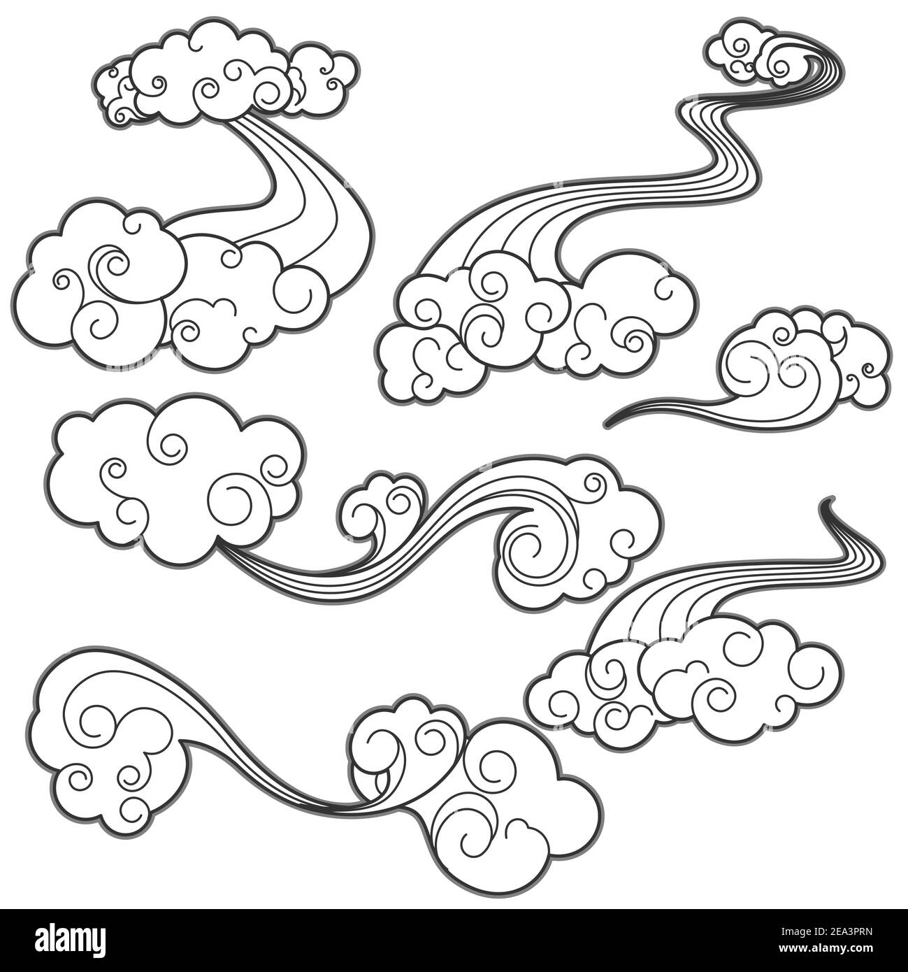 Jeu de nuages blancs dans un style de dessin animé pour la conception Illustration de Vecteur