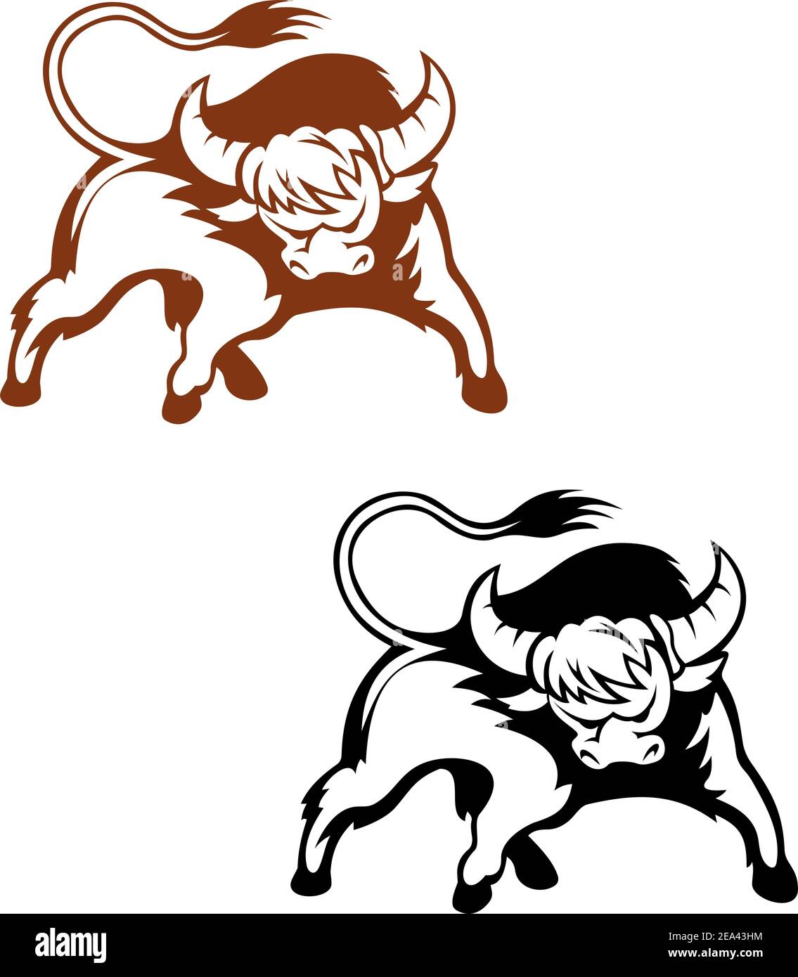 Wild bison pour mascotte et l'emblème design isolé sur fond blanc Illustration de Vecteur