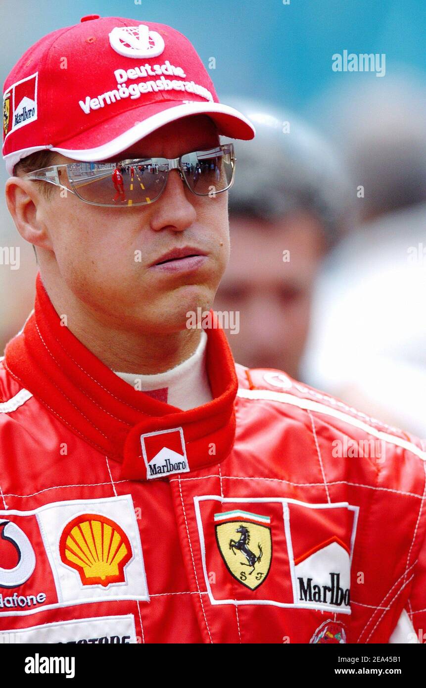 Michael Schumacher (écurie Ferrari), pilote allemand de Formule 1, lors de la session d'entraînement du Grand Prix de Formule 1 à Monte-Carlo, Monaco, le 21 mai 2005. Photo de Thierry Gromik/CAMELEON/ABACA. Banque D'Images