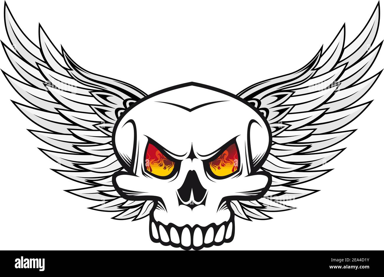 Danger d'incendie avec crâne yeux et des ailes pour tatouage ou Emblème mascotte Illustration de Vecteur