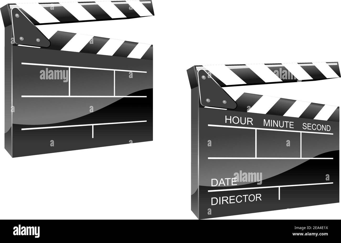 Movie clapper board en brillant style icône isolé sur fond blanc Illustration de Vecteur
